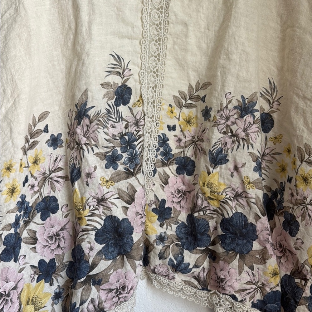 Cream and Blue Floral Embroidered Cardigan Sweater - Picture 9 of 16